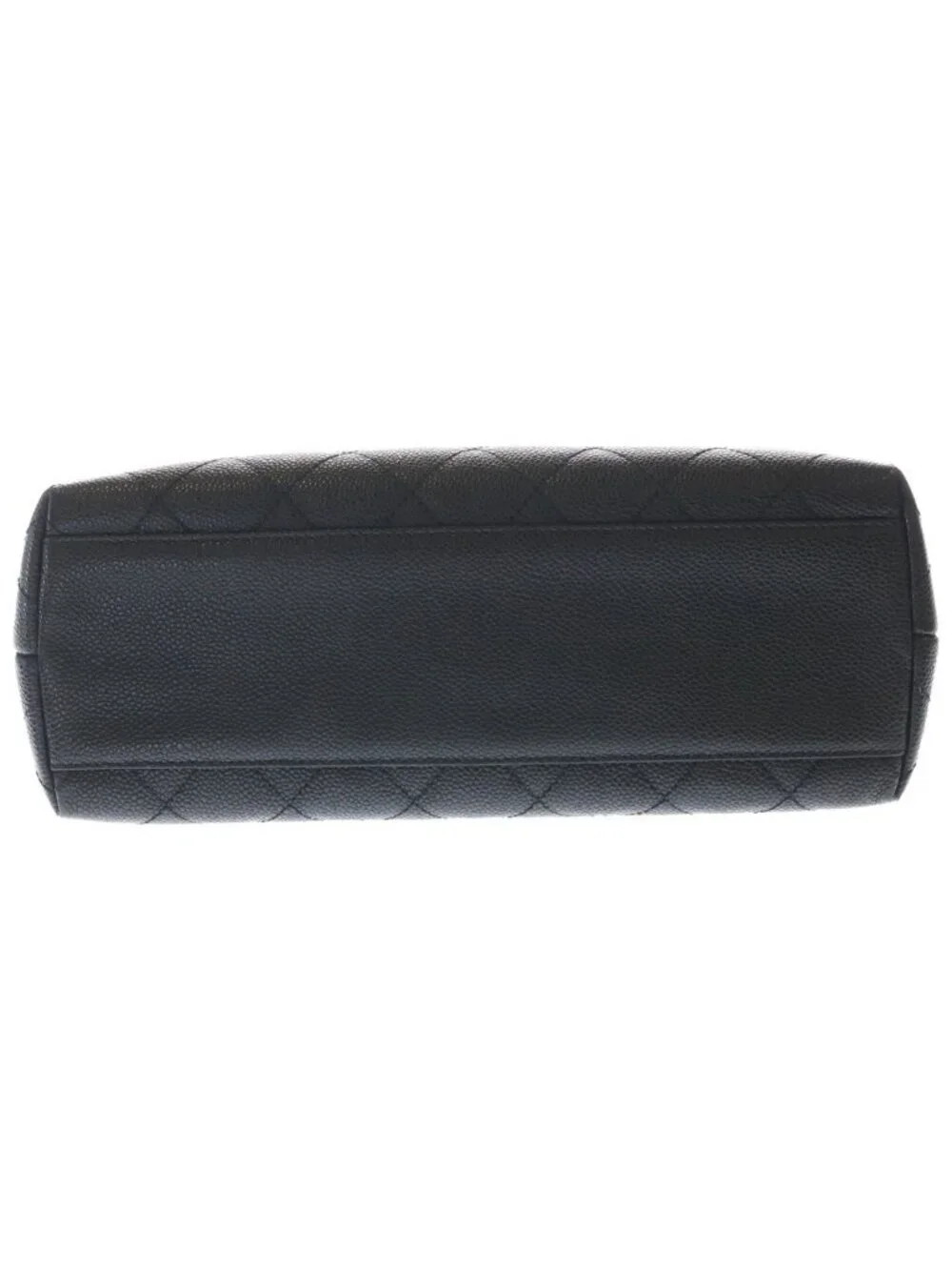 Chanel Quilted CC Logo Top Handle Handbag Caviar Leather Black